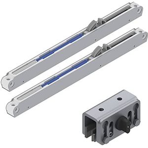 HELM 57362 GT-L 80 intrekdemping aan beide zijden, trekdemper voor glazen schuifdeuren draagkracht 80 kg, staal/kunststof grijs, zilver