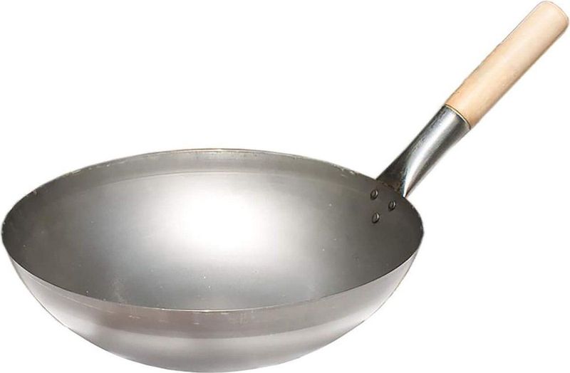 Wokpfanne Grillpfanne Stahl mit Holzgriff ø 33 cm - Paella World