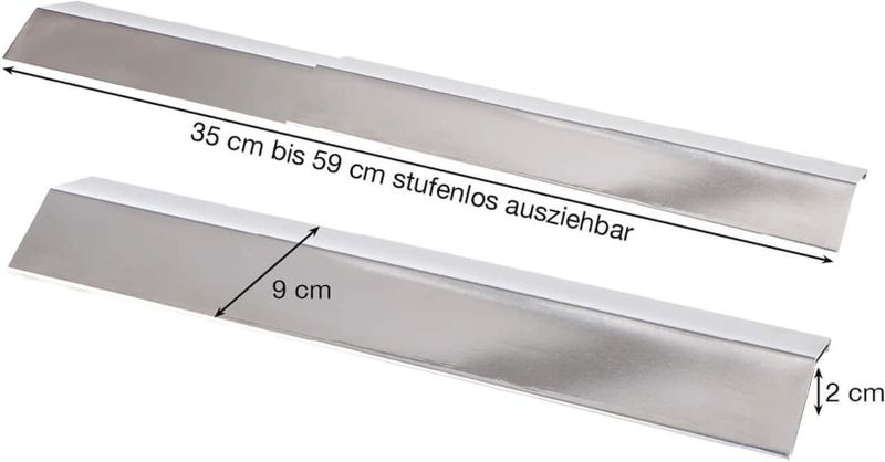 Allgrill Flammenschutzblech aus Edelstahl ausziehbar 35-60x9x2 cm Flammblech