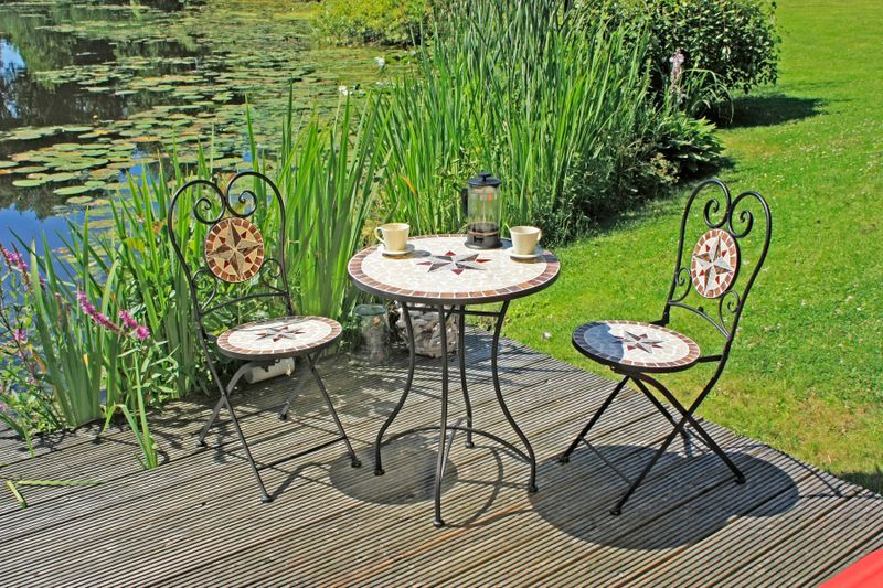 Balkonset 3tlg. Mosaik AMARILLO braun,steinrot,beige