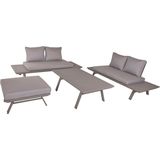 Garden Pleasure Loungegruppe CELIA taupe, grau Metall, 11-teilig