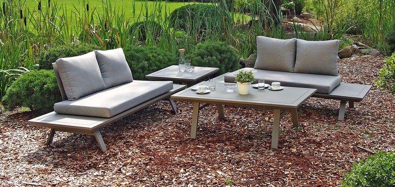 Garden Pleasure Loungegruppe CELIA taupe, grau Metall, 11-teilig