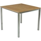 5-tlg. Teak Tischgruppe DENVER Garten Sitzgruppe Outdoor Silber Holz Möbel