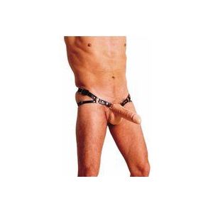 Réel Strap On Voorbinddildo Men Prothese 22 cm with Leather Harness beige