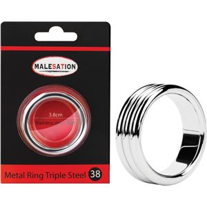 Malesation - Metalen Cockring - Triple Steel - 38 mm