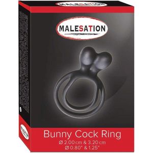 Malesation Bunny Cockring penisring met clitorisprikker (diameter 2 cm & 3,2 cm) zwart