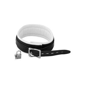 XXDREAMSTOYS Choker/Halsband Leren halsband met slot Zwart/Wit