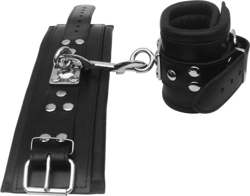 XX-Dreamtoys – Gevoerde Draaibare Lederen Handboeien – Zwart