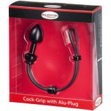 Cock-Grip Aluminium kleine Butt plug met cockring - Zwart