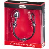 Cock-Grip Aluminium kleine Butt plug met cockring - Chroom