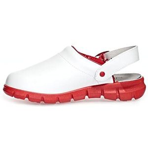 Abeba 7313-39 Maat 39""Dynamische"" Occupational Klomp Schoen - Wit/Rood