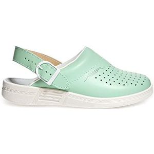 Abeba Clog 7090 - het origineel, glad leer, mint/wit, geperforeerd, gecertificeerd, 38
