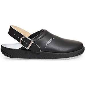 Abeba Clog 9252 - rubber glad leer zwart, gecertificeerd