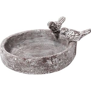 dobar® 12972 Klassieke vogelbad zwembadoase - vogelbad van keramiek - vogelbad voor wilde vogels - waterbad voor tuin/terras/balkon - Ø 18 cm - grijs