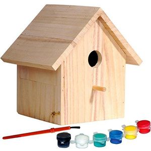dobar® 22368FSC Knutselset, nestkast om zelf te bouwen en te schilderen, nesthulpset voor wilde vogels als knutselset, kleine vetbox van massief hout, inclusief