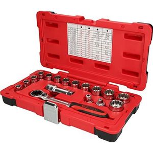 KS Tools - 916.4050 - Dopsleutelset - 17-dlg - Matglans Verchroomd Chroom Vanadium - Kunststof Koffer