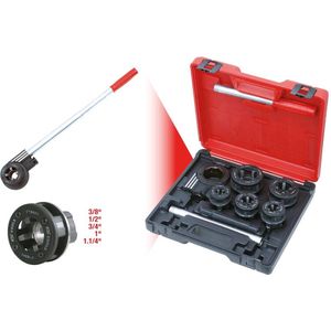 KS TOOLS 903.3300 handdraadset 3/8'-1/2-3/4-1-11/4, BSPT-schroefdraad rechts, rood/zwart