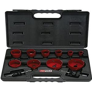 KS Tools 129.5545 – set met 10 gatenzagen, Ø 19 – 67 mm – gatenzaag ideaal voor harde metalen – 12-delige schroevendraaierbit – scharnieren met hoge sterkte – levering in robuuste koffer