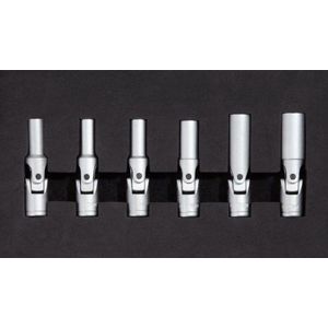 KS Tools - 500.7300 - Gloeibougiedopset - 6-dlg - Korte Uitvoering - Met Kniegewricht