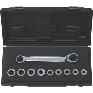 KS Tools 503.4645 GEARplus Dubbele ratelringsleutelset, omschakelbaar, 10-dlg