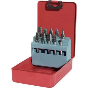 KS Tools HM-freesstiftset, 10-delig, in plaatstalen cassette, zilverkleurig