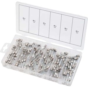 KS Tools Assortiment glaszekeringen, 120 delen, 5 - 30 A