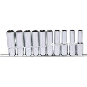 KS Tools 1/2'' CHROMEplus 12-kant inbusdoppenset lang, Flank Traction, 10 delen