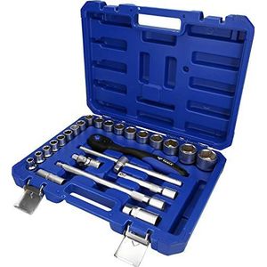 BRILLIANT TOOLS - 25-delige Dopsleutelset - Zwart-Blauw - Chroom-Vanadiumstaal