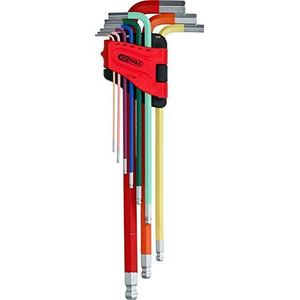 KS Tools 151.4520 Haakse inbussleutelset met kogelkop, extra lang, 9-dlg inchmaten