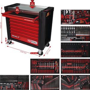 KS Tools Werkplaatswagen PERFORMANCE PLUS met gereedschap, P25, met 564 gereedschappen, voor 8 laden