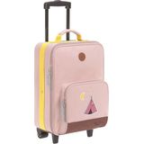 LÄSSIG Adventure Kindertrolley, kinderbagage, reiskoffer met pakriemen en wielen vanaf 3 jaar, voor kinderen, roze (roze), 1204005749