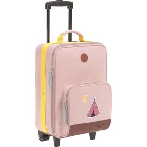 LÄSSIG Adventure Kindertrolley, kinderbagage, reiskoffer met pakriemen en wielen vanaf 3 jaar, voor kinderen, roze (roze), 1204005749