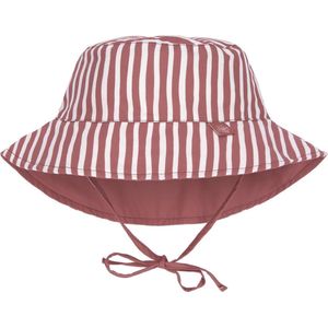 Lässig - Omkeerbare UV Bucket hoed voor baby's - Strepen - Rood - maat 9-12M (48-49CM)
