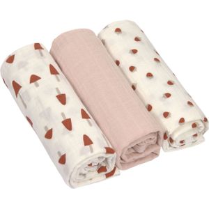 Lässig Hydrofiele luier swaddle doek Little Forest powder pink 3 stuks 85x85 cm