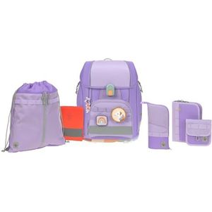 LÄSSIG 7-delige schooltas set kinder/schoolset Boxy Unique violet/lavendel, Paars/Lavender, Eén maat, Casual