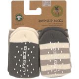Lässig - Anti-Slip Sokken - Taupe/Antraciet - Biologisch Katoen - GOTS-gecertificeerd