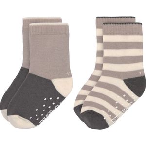 Lässig - Anti-Slip Sokken - Taupe/Antraciet - Biologisch Katoen - GOTS-gecertificeerd
