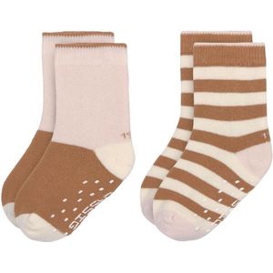 LÄSSIG Unisex kinderen anti-slip sokken set van 2 / roze karamel maat 27-30, Roze karamel
