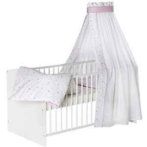Compleet bed Classic White 70x140 cm, bedset hartjes roze 3-delig