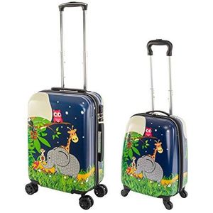 Travelhouse Kinderbagage reistrolleys Happy Children, olifant, Handgepäck + Mittlerer Koffer Set