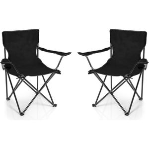 2 x vouwstoel, zwart, campingstoel, visstoel met bekerhouder en draagtas, vissersstoel, inklapbaar, klapstoel, tuinstoel, vouwstoel, relaxstoel, visstoel, opvouwbaar