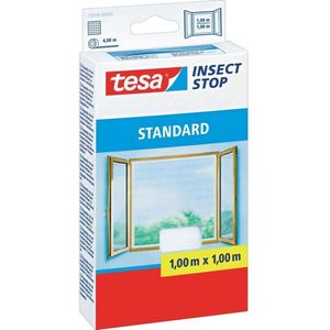 tesa Insect Stop Standard Vliegenhor voor ramen - Insectenhor, raamhor - Met klittenband - Makkelijk op maat snijden - Muggenhor, wit, 100 cm x 100 cm