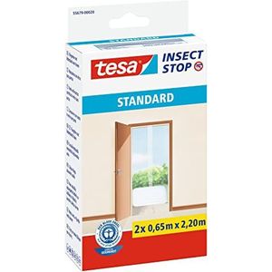 tesa Insect Stop Standard Vliegenhor - Insectenhor voor deuren - Maak van jouw deur een hordeur met deze muggenhor - Wit, 2 x 65 cm x 220 cm