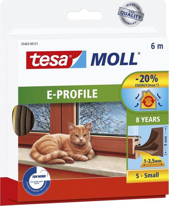 tesamoll - E-profiel Tochtstrip - Bruin - Rubber - 6m