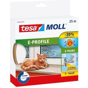 tesamoll - E Profiel - Rubberen Tochtstrip - Wit - 25 m x 9 mm x 4 mm