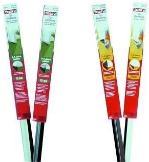 Tesa zelfklevende tochtstrip/dorpelstrip met borstel wit 1 mtr x 37 mm - Tochtstrips/tochtstroken voor deuren