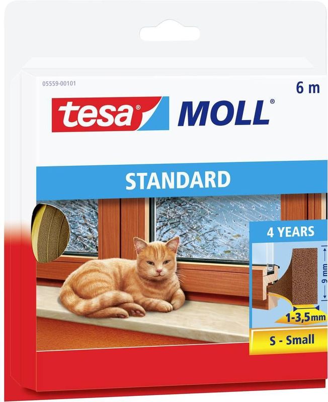 Tesa Moll tochtstrip 05559 I profiel - 9mmx6m bruin