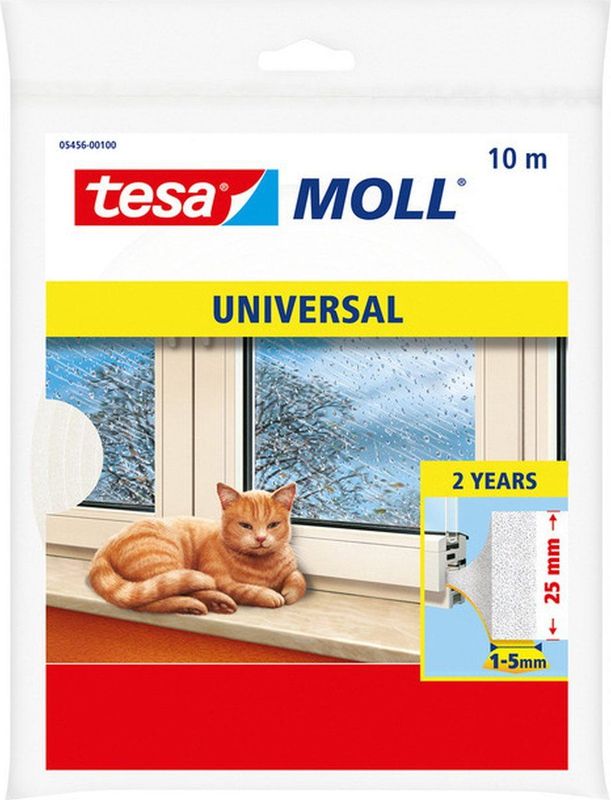 1x Tesa Zelfklevende Tochtstrip - Wit - 10 mtr x 25mm x 6mm