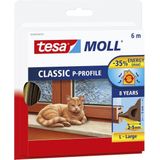 tesamoll P Profiel - Tochtstrip - Bruin - Rubber - Zelfklevend - 6 m x 9 mm