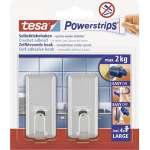 Tesa Plakhaakjes Met Powerstrips L Chroom zilver Kunststof Tesa Ophanghaken (14.0000cm x cm)